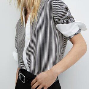 NEW Mango contrast striped shirt - Size 4